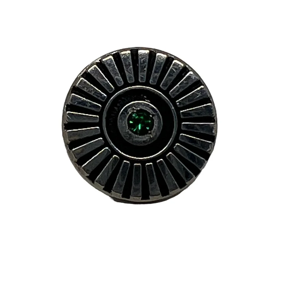 Vintage Terryberry‎ Sterling Tie Tack Green Center Stone Wheel Recognition Pin